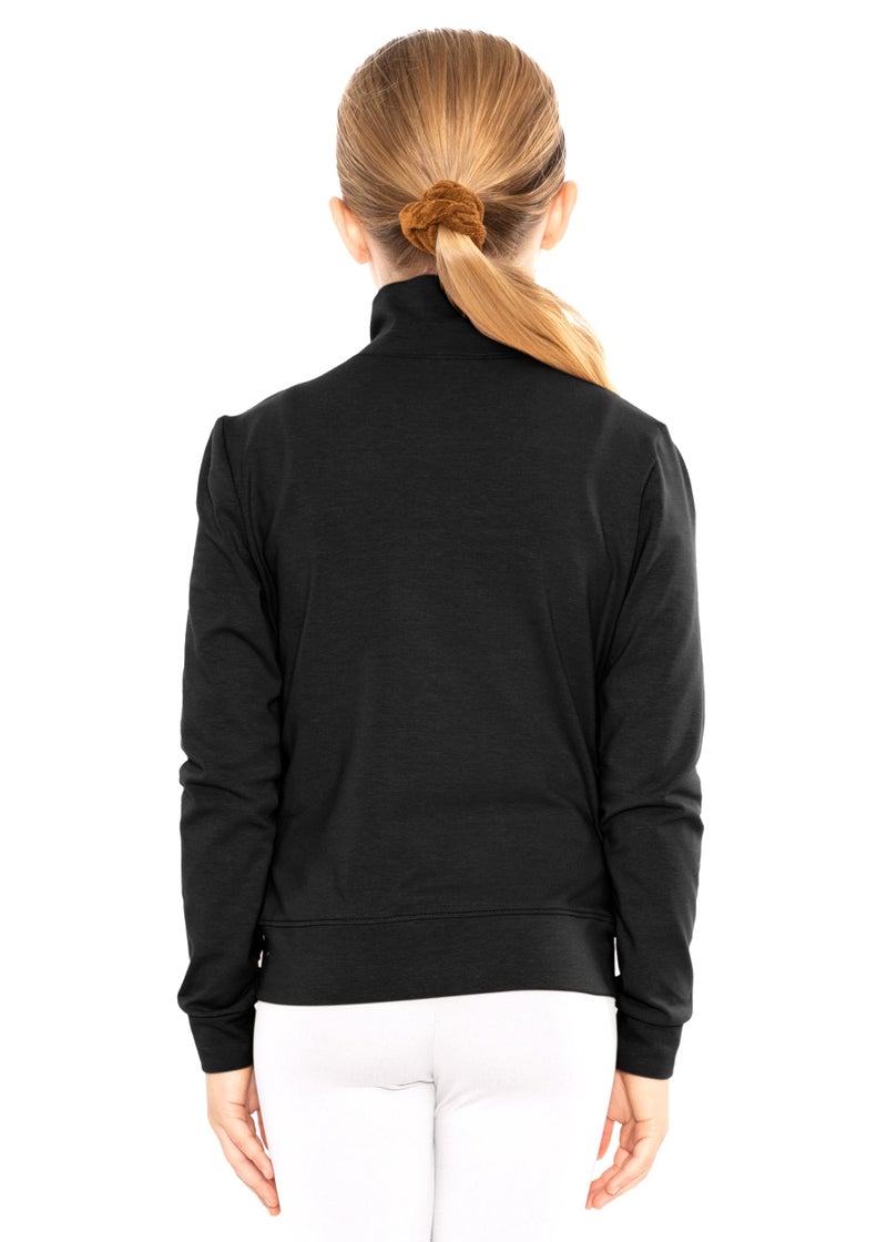 STRETCH IS COMFORT Girl's Sport Warm Up Techno Jacket Black Large - Image 3